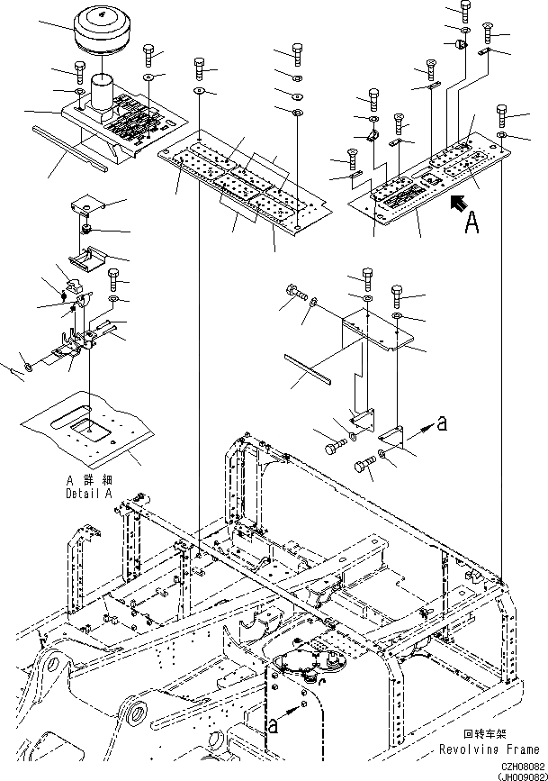 Схема запчастей Komatsu PC360-8M0 - КАБИНА КРЫШКА(С ПРЕФИЛЬТР РУЧН. CУКЛОН.) M [ЧАСТИ КОРПУСАS И КРЫШКИ]
