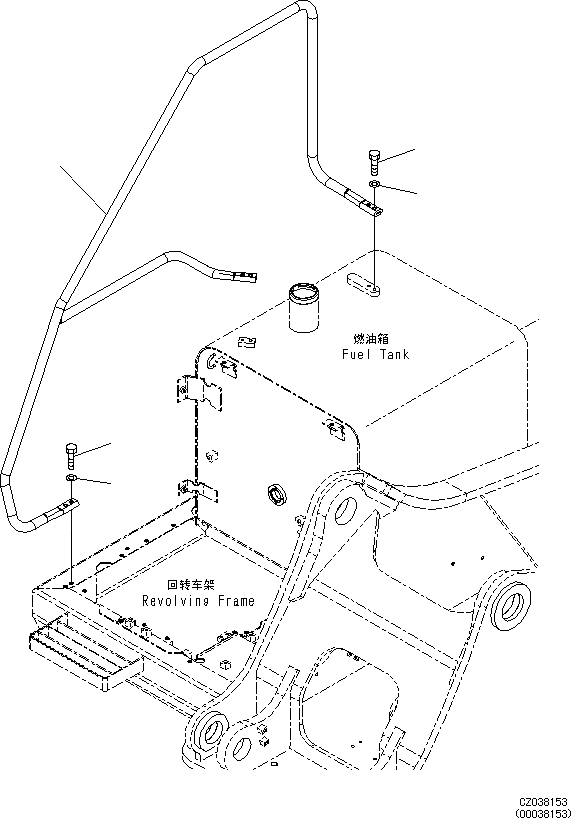 Схема запчастей Komatsu PC360-8M0 - HANDRAIL M [ЧАСТИ КОРПУСАS И КРЫШКИ]