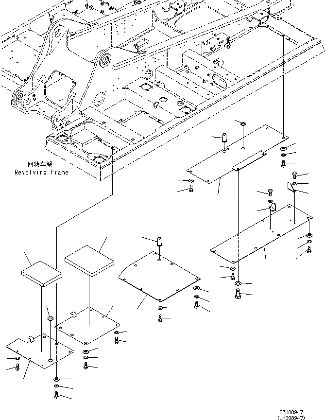 Схема запчастей Komatsu PC360-8M0 - НИЖН. КРЫШКА (УСИЛ. ТИП, ДЛЯ EXTRA BAD ТОПЛИВН. И ПЛОХ. ТОПЛИВО СПЕЦ-ЯIFICATION, ВОДН.+DUST, БОЛЬШ. ТОПЛИВН. PREФИЛЬТР.) (/) M [ЧАСТИ КОРПУСАS И КРЫШКИ]