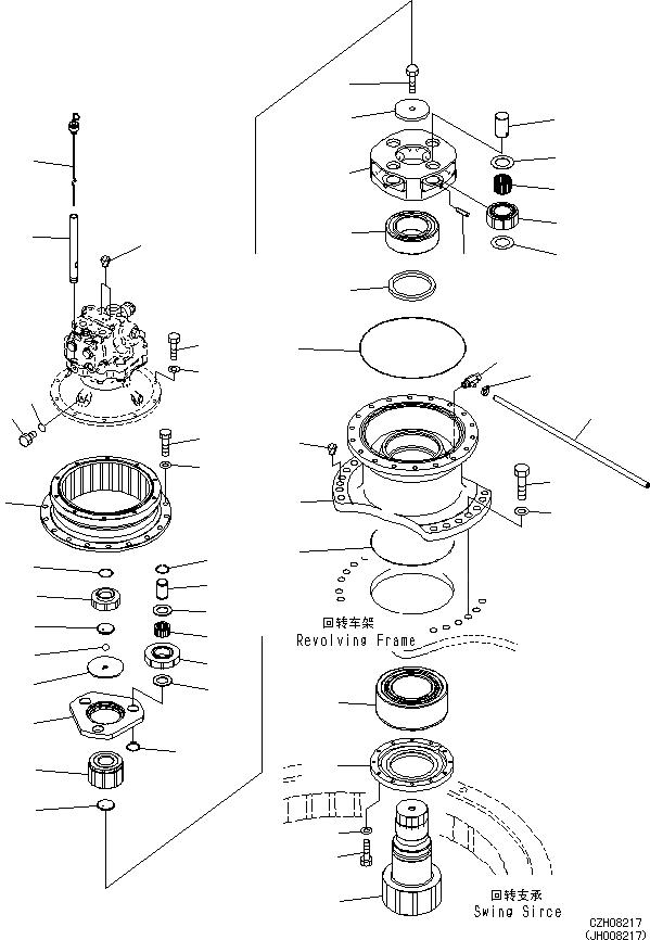 Схема запчастей Komatsu PC360-8M0 - МЕХАНИЗМ ПОВОРОТА И МОТОР (МЕХАНИЗМ ПОВОРОТА) N [ПОВОРОТН. КРУГ И ITS КОМПОНЕНТЫ]