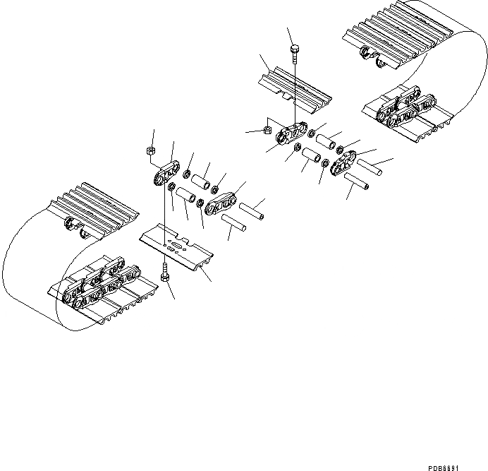 Схема запчастей Komatsu PC360-8M0 - ГУСЕНИЦЫ ASSEMBLY (OBУДЛИНН. ОТВЕРСТИЕD ТРОЙНОЙ ГРУНТОЗАЦЕП. SHOE, MM ШИР., СМАЗ. УПЛОТНЕНИЕED ТИП, 9 SET) R [НИЖН.CARRIAGE]