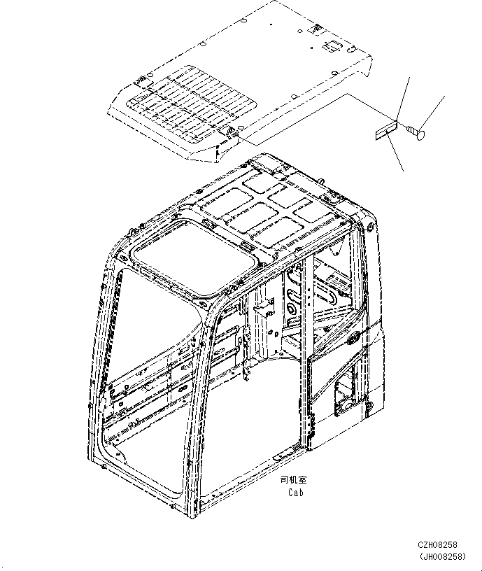 Схема запчастей Komatsu PC360-8M0 - FOPS ПЛАСТИНА (КИТАЙ, КАБИНА ВЕРХН. ЧАСТИ КОРПУСА LV) U [МАРКИРОВКА]