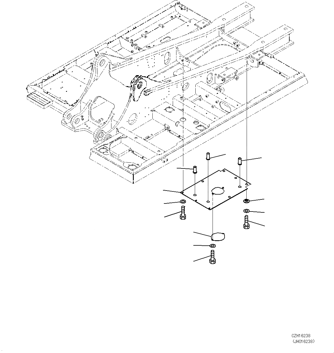 Схема запчастей Komatsu PC460LC-8 - НИЖН. КРЫШКА (/) M [ЧАСТИ КОРПУСАS И КРЫШКИ]