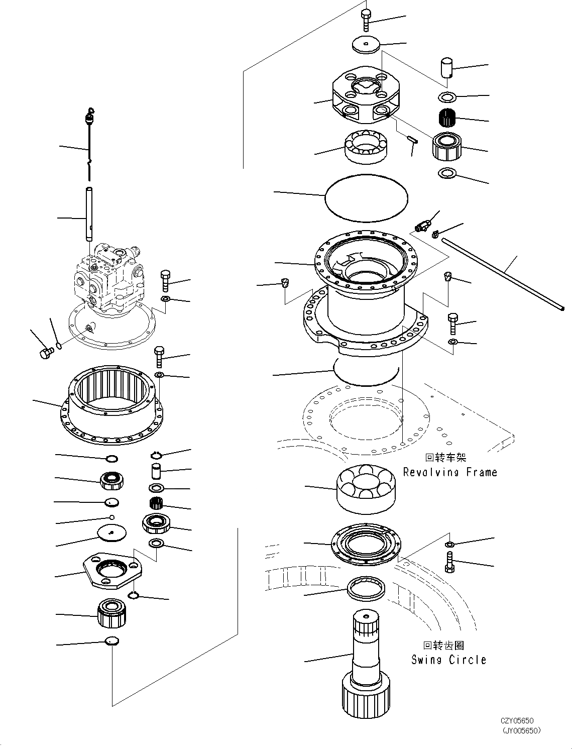 Схема запчастей Komatsu PC460LC-8 - МЕХАНИЗМ ПОВОРОТА И МОТОР N [ПОВОРОТН. КРУГ И ITS КОМПОНЕНТЫ]