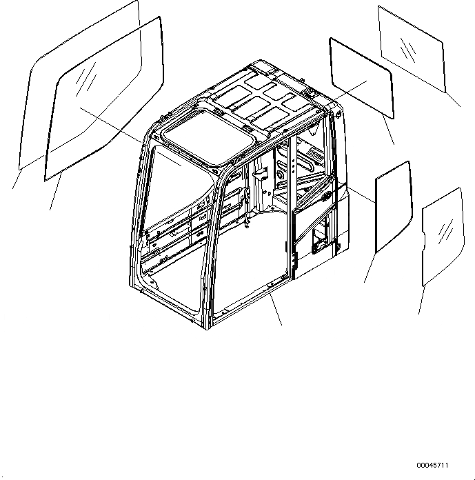 Схема запчастей Komatsu PC650LC-8E0 - КАБИНА (КОРПУС КАБИНЫ И ОКНА) K [КАБИНА ОПЕРАТОРА И СИСТЕМА УПРАВЛЕНИЯ]