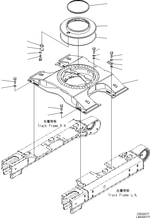 Схема запчастей Komatsu PC650LC-8E0 - ЦЕНТР. РАМА R [НИЖН.CARRIAGE]