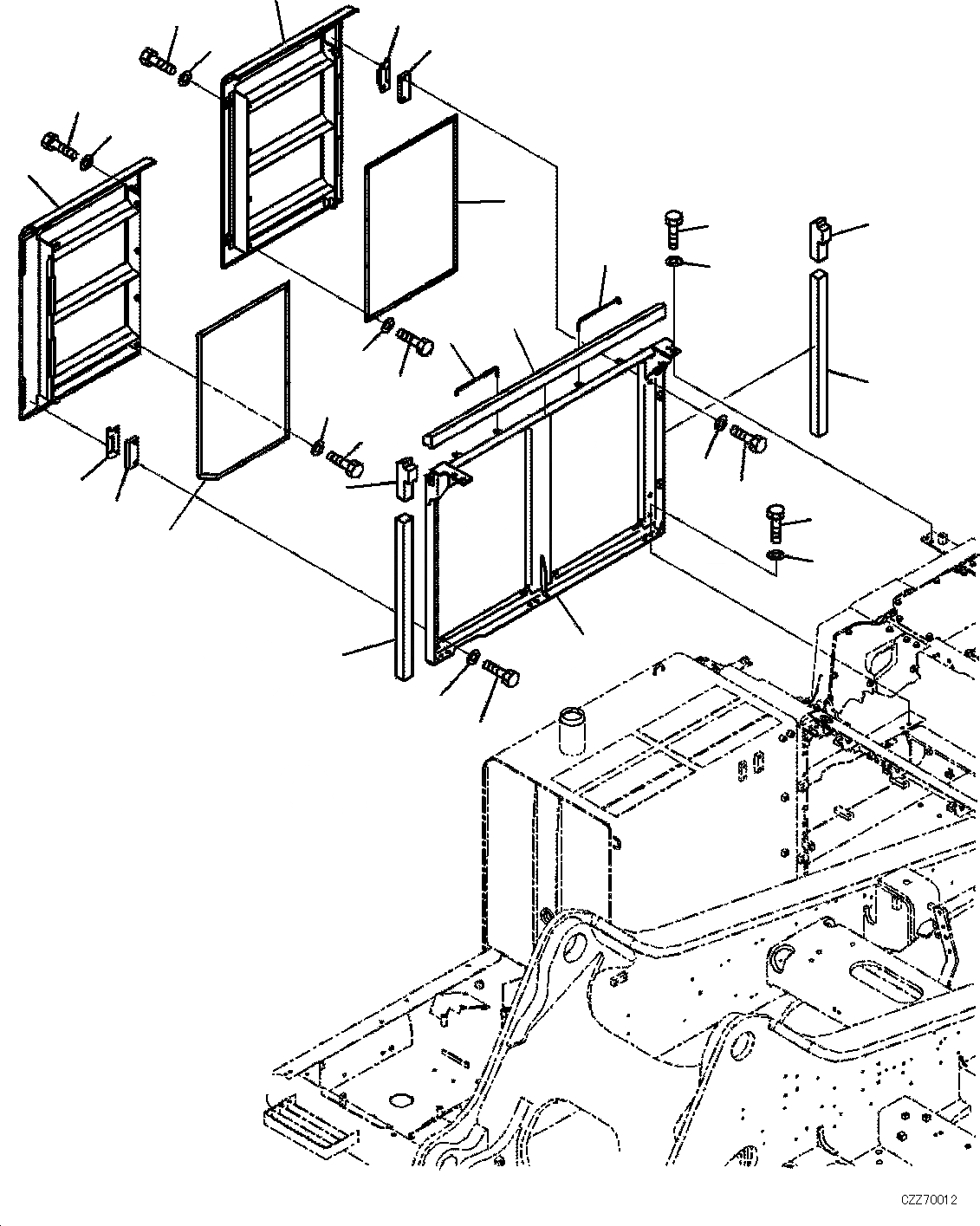 Схема запчастей Komatsu PC700LC-8E0 - ПРАВ. КРЫШКА(ДВИГАТЕЛЬ ВЫС. TEMPERATURE СПЕЦ-ЯIFICATION) M [ЧАСТИ КОРПУСАS И КРЫШКИ]