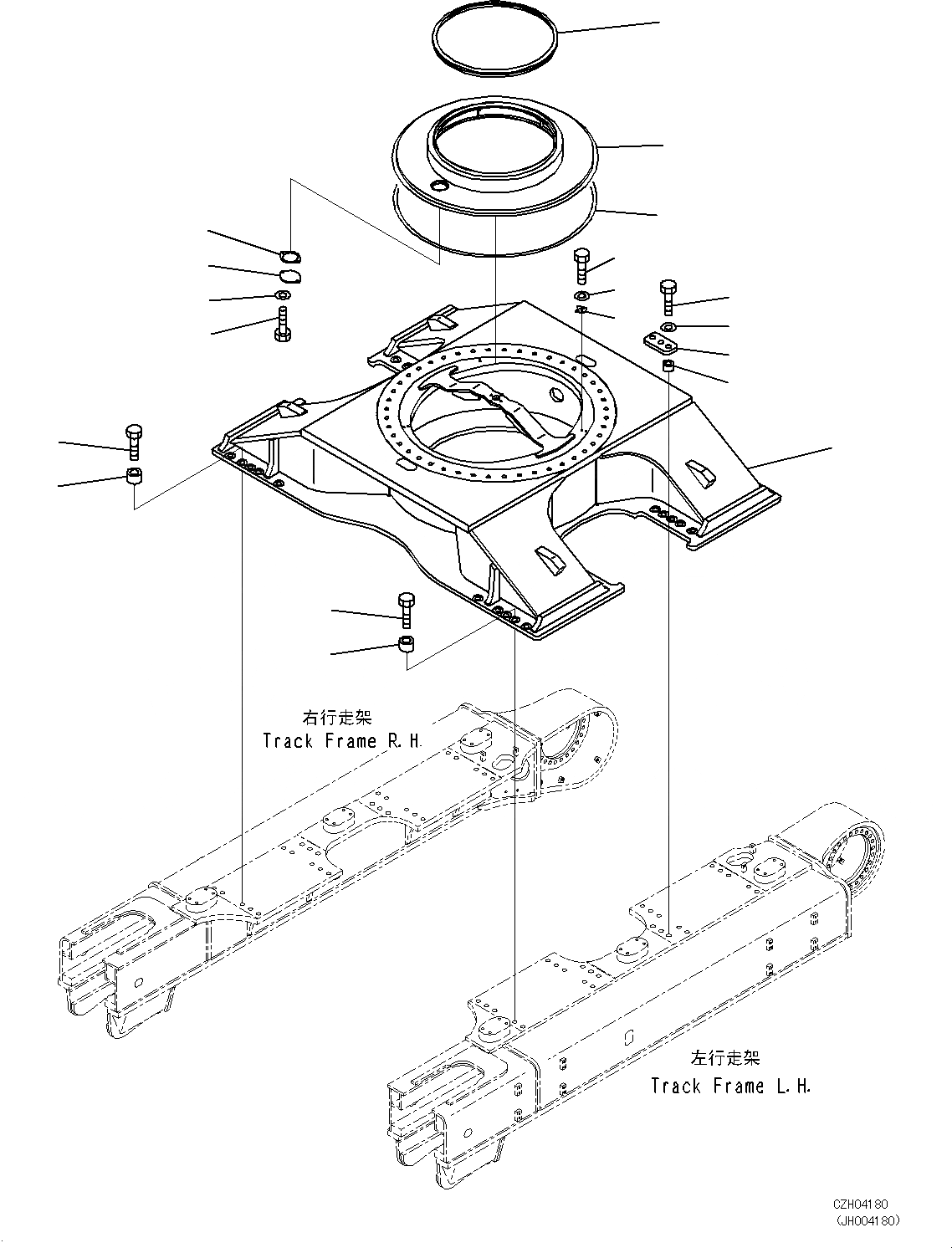 Схема запчастей Komatsu PC700LC-8E0 - ЦЕНТР. РАМА R [НИЖН.CARRIAGE]