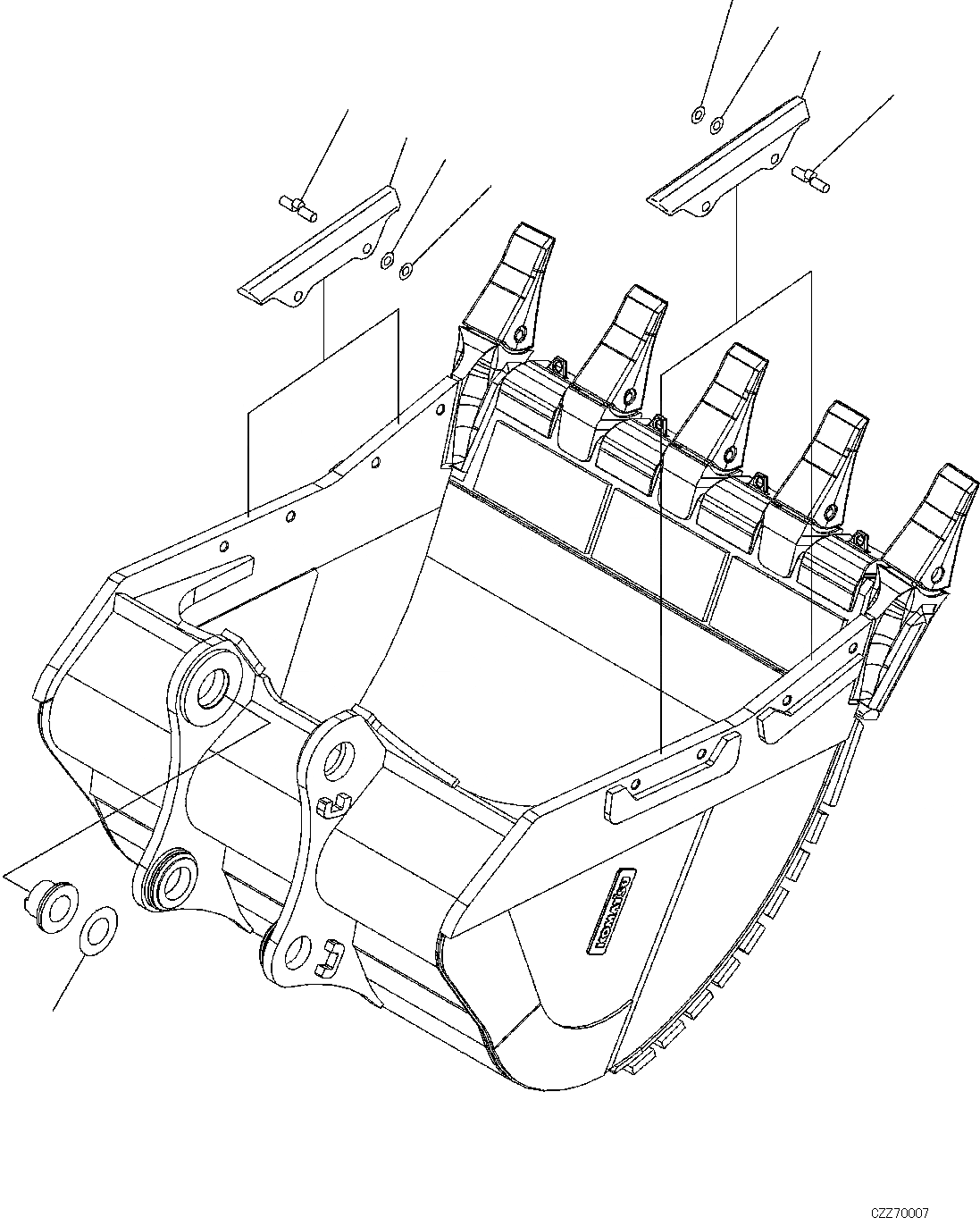 Схема запчастей Komatsu PC700LC-8E0 - КОВШ (.M, 8MM ШИР., WEAR ПЛАСТИНА, ГОРИЗОНТАЛЬН. ПАЛЕЦ, БОКОРЕЗЫ, БОКОРЕЗЫ) T [РАБОЧЕЕ ОБОРУДОВАНИЕ]