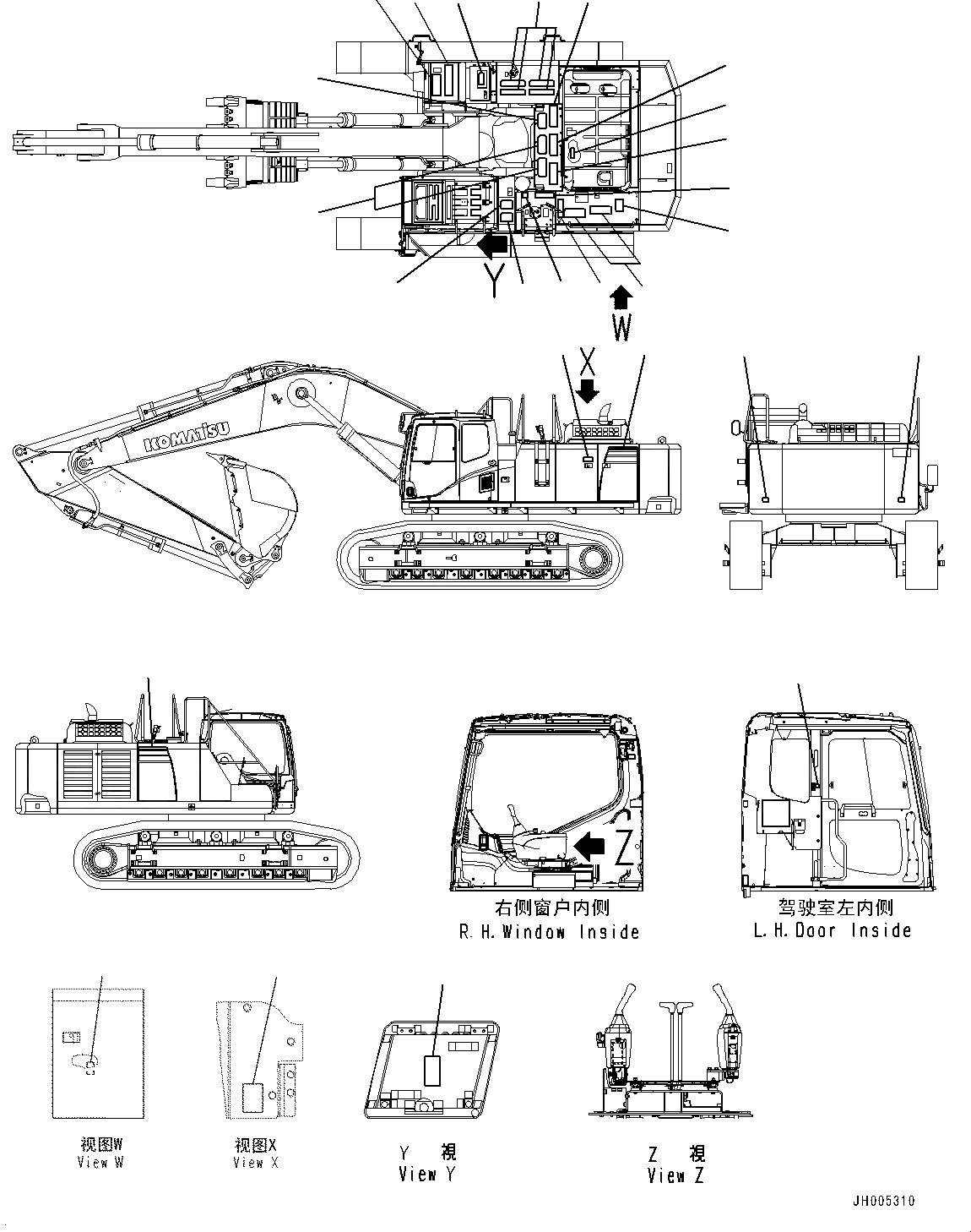 Схема запчастей Komatsu PC700LC-8E0 - МАРКИРОВКА (ДЛЯ КИТАЙ) (СИДЕНЬЕ И БУКВЕНН. МАРКИРОВКА) U [МАРКИРОВКА]