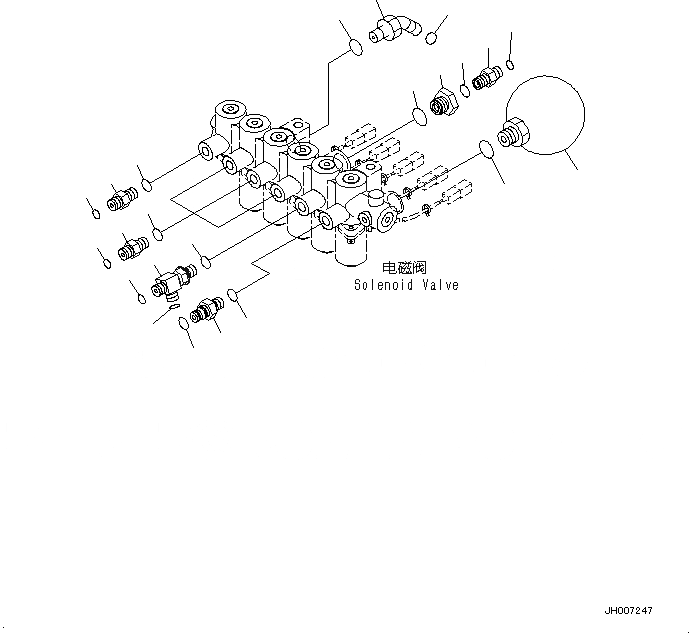 Схема запчастей Komatsu PC200-8M0 - СОЛЕНОИДНЫЙ КЛАПАН (-ДОПОЛН. АКТУАТОР ТРУБЫ, АККУМУЛЯТОР) (КОМПОНЕНТЫ) H [ГИДРАВЛИКА]