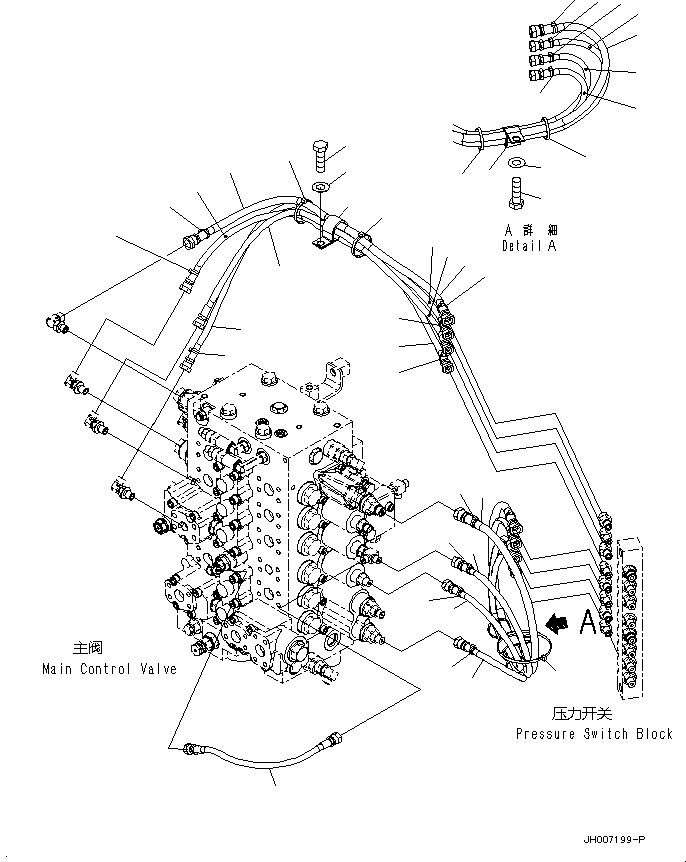 Схема запчастей Komatsu PC200-8M0 - ПРОПОРЦИОНАЛЬН. PRESSURE УПРАВЛ-Е (PPC) КЛАПАН ТРУБЫ H [ГИДРАВЛИКА]