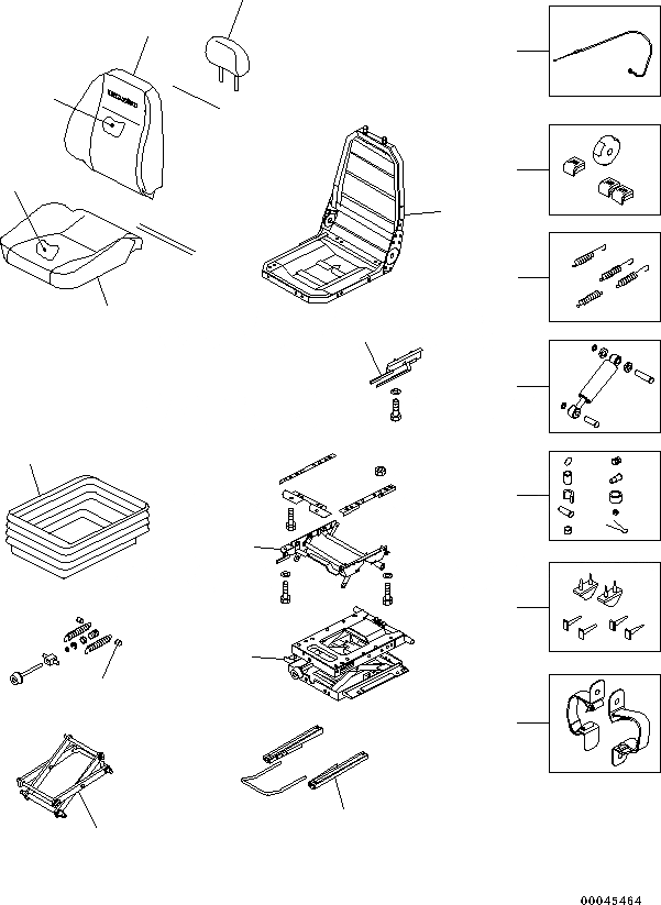 Схема запчастей Komatsu PC200-8M0 - СИДЕНЬЕ ОПЕРАТОРА (С ВОЗД. ПОДВЕСКОЙ, ТКАНЬ, С ОТКИДН. СПИНКОЙ, НАКЛОН.)(ДЛЯ KAB СИДЕНЬЕ) (/) K [КАБИНА ОПЕРАТОРА И СИСТЕМА УПРАВЛЕНИЯ]