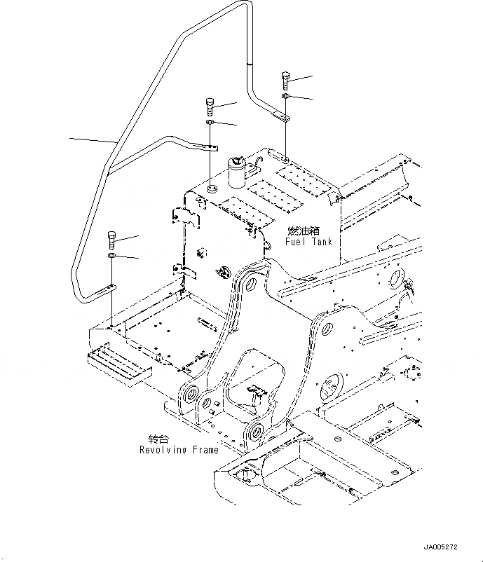 Схема запчастей Komatsu PC200-8M0 - HANDRAIL M [ЧАСТИ КОРПУСАS И КРЫШКИ]