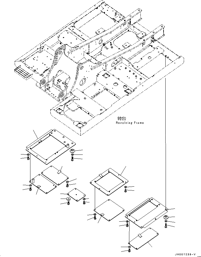 Схема запчастей Komatsu PC200-8M0 - НИЖН. КРЫШКА (УСИЛ.ENED ТИП) (COVER) (/) M [ЧАСТИ КОРПУСАS И КРЫШКИ]