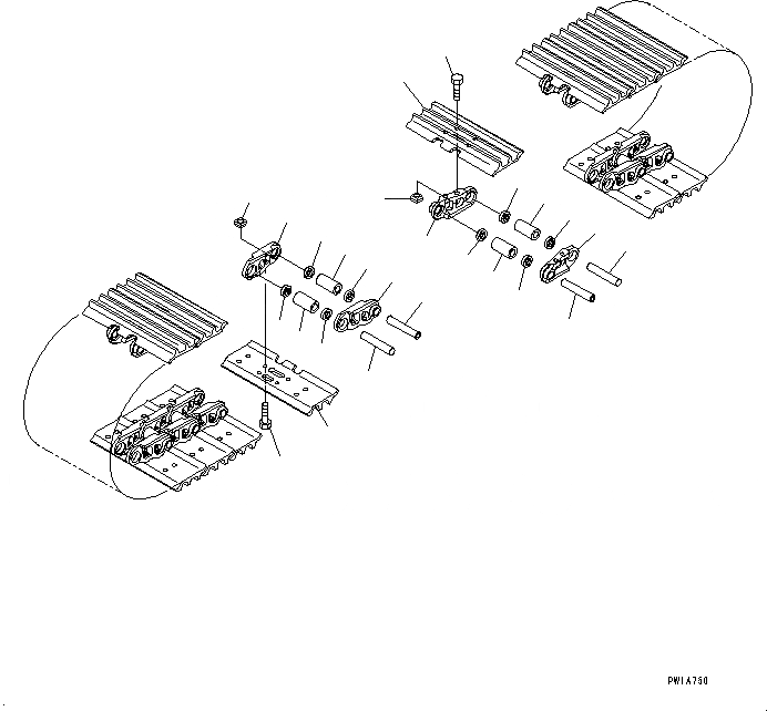Схема запчастей Komatsu PC220-8M0 - ГУСЕНИЦЫ ASSEMBLY (MM) (PC-8M) R [НИЖН.CARRIAGE]