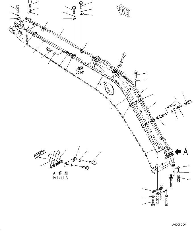 Схема запчастей Komatsu PC220-8M0 - СТРЕЛА (ЦИЛИНДР КОВША ТРУБЫ) T [РАБОЧЕЕ ОБОРУДОВАНИЕ]