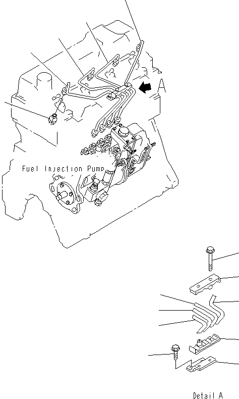 Схема запчастей Komatsu PC130F-7 - ТОПЛИВН. ТРУБКИ ВПРЫСКА A