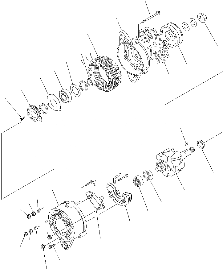 Схема запчастей Komatsu PC130F-7 - ГЕНЕРАТОР (ДЛЯ A ГЕНЕРАТОР)(НЕ ЗАКАЛЕНН. ШКИВ)(ВНУТР. ЧАСТИ) A
