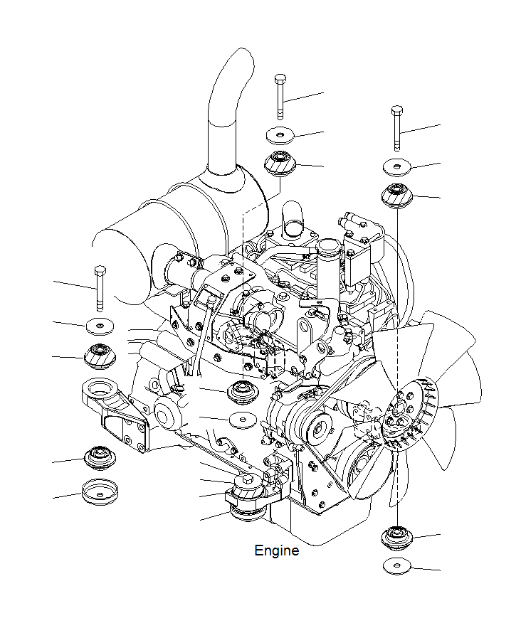 Схема запчастей Komatsu PC130F-7 - КРЕПЛЕНИЕ ДВИГАТЕЛЯ B