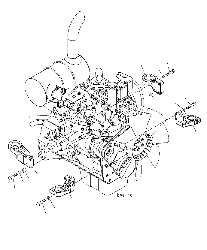 Схема запчастей Komatsu PC130F-7 - КРЕПЛЕНИЕ ДВИГАТЕЛЯ КОРПУС B