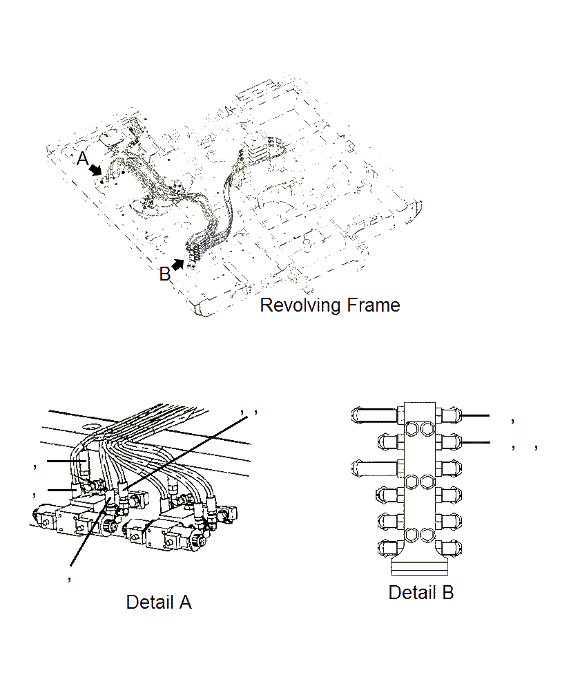 Схема запчастей Komatsu PC130F-7 - PROV ATT ЛИНИЯ SHEAR HEAD (ШЛАНГИ 3 ЛИНИЯ SEGMENT)(J7-UP) H