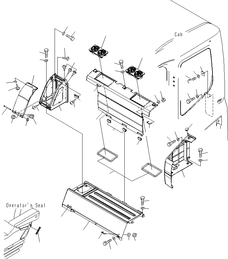 Схема запчастей Komatsu PC130F-7 - ЗАДН. ЧАСТЬ КОРПУСА СИДЕНЬЯ K