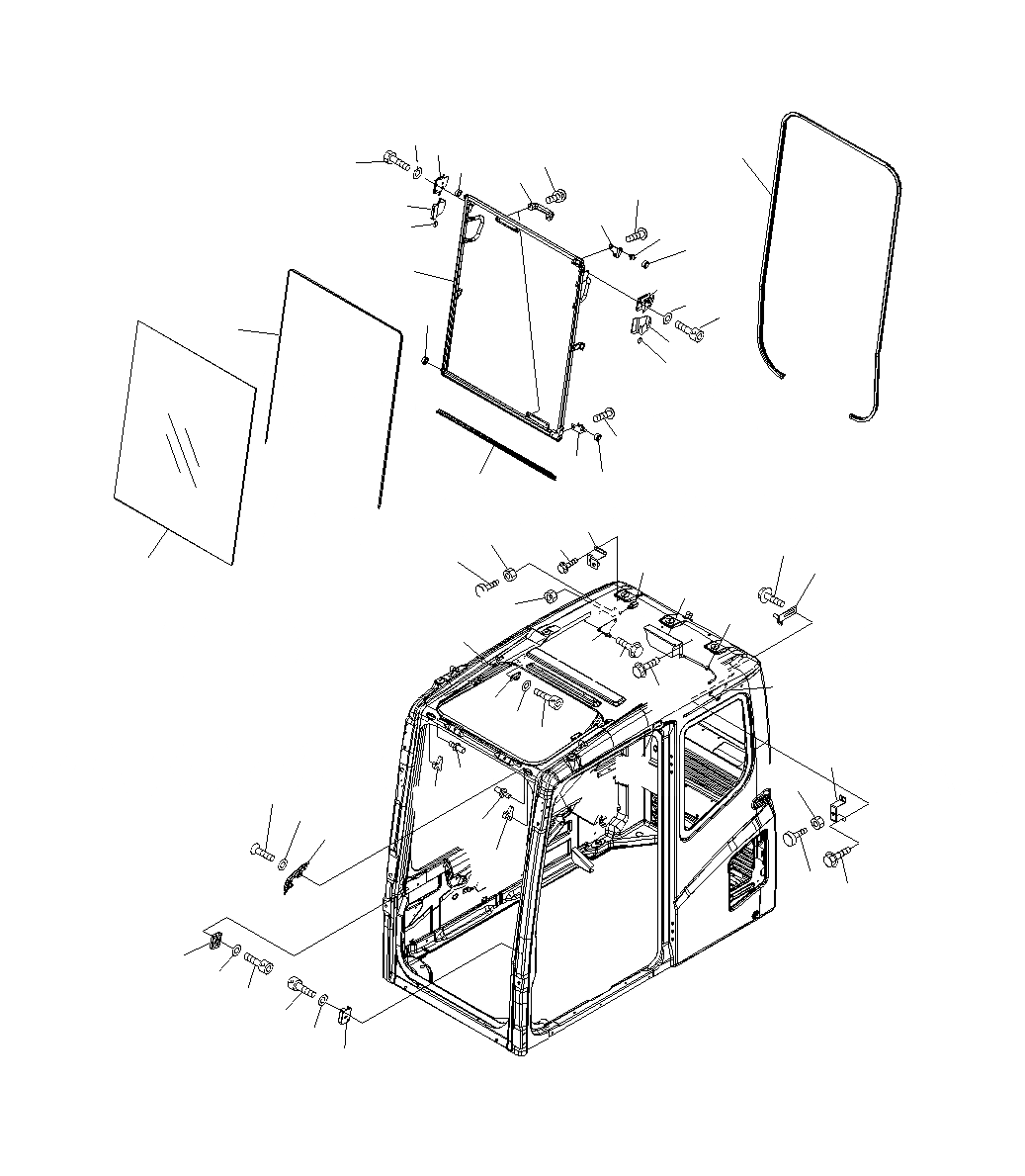 Схема запчастей Komatsu PC130F-7 - ОСНОВН. КОНСТРУКЦИЯ (КАБИНА) (ПЕРЕДН. ОКНА) K