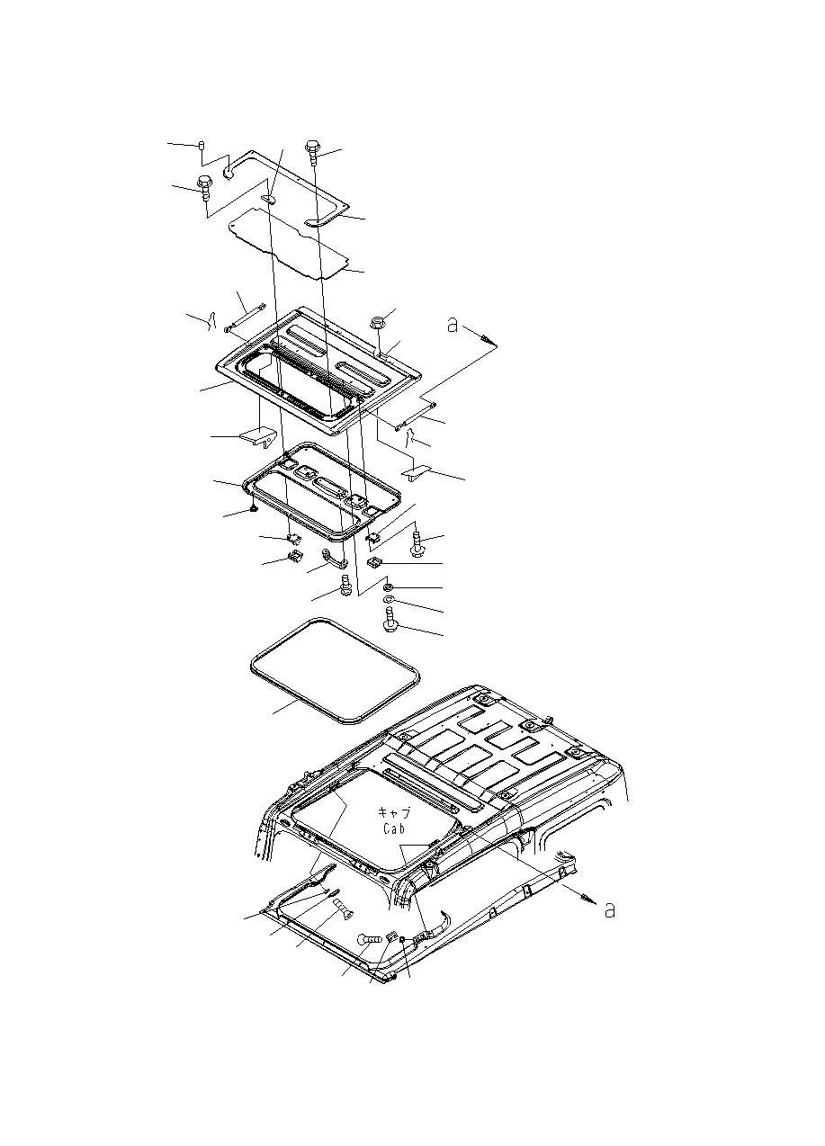 Схема запчастей Komatsu PC130F-7 - ОСНОВН. КОНСТРУКЦИЯ (КАБИНА) (ОКНО В КРЫШЕ) K