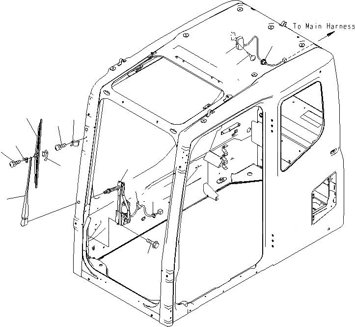 Схема запчастей Komatsu PC130F-7 - ОСНОВН. КОНСТРУКЦИЯ (КАБИНА) (ЭЛЕКТР.) (ДВОРНИКИ И ОСВЕЩЕНИЕ) K