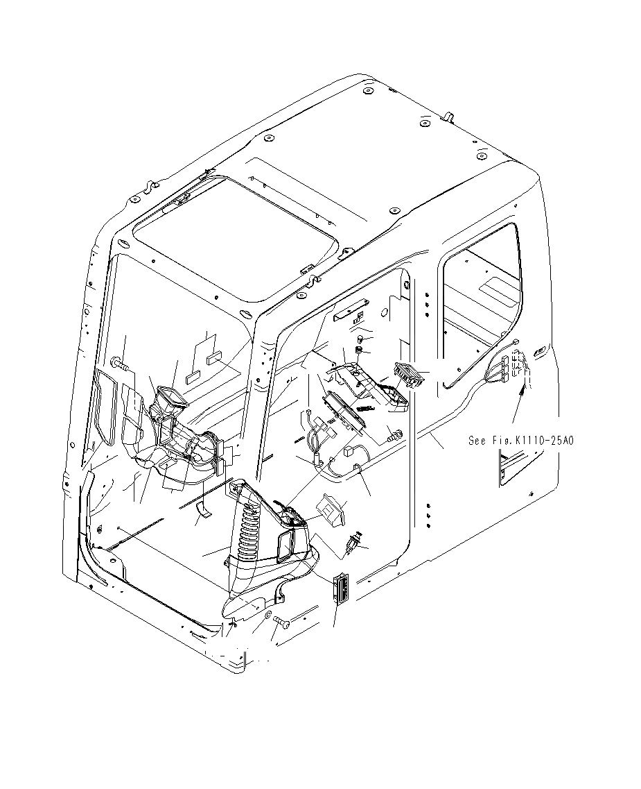 Схема запчастей Komatsu PC130F-7 - ОСНОВН. КОНСТРУКЦИЯ (КАБИНА)(СИСТЕМА МОНИТОРА)(С КОНДИЦИОНЕРОМ)(ОПЦИОНН.) K