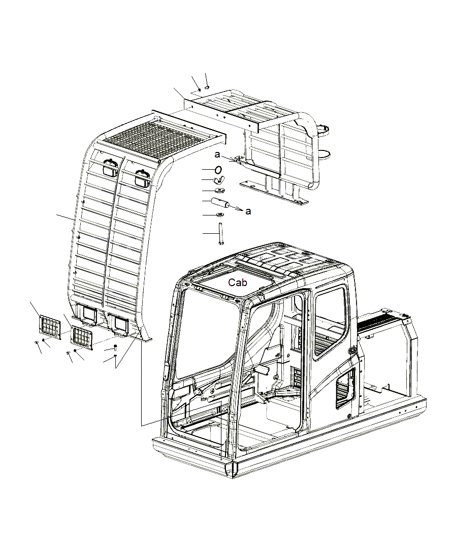 Схема запчастей Komatsu PC130F-7 - КАБИНА ЧАСТИ КОРПУСА (ДЛЯ SHEAR HEAD)(J8-UP) K