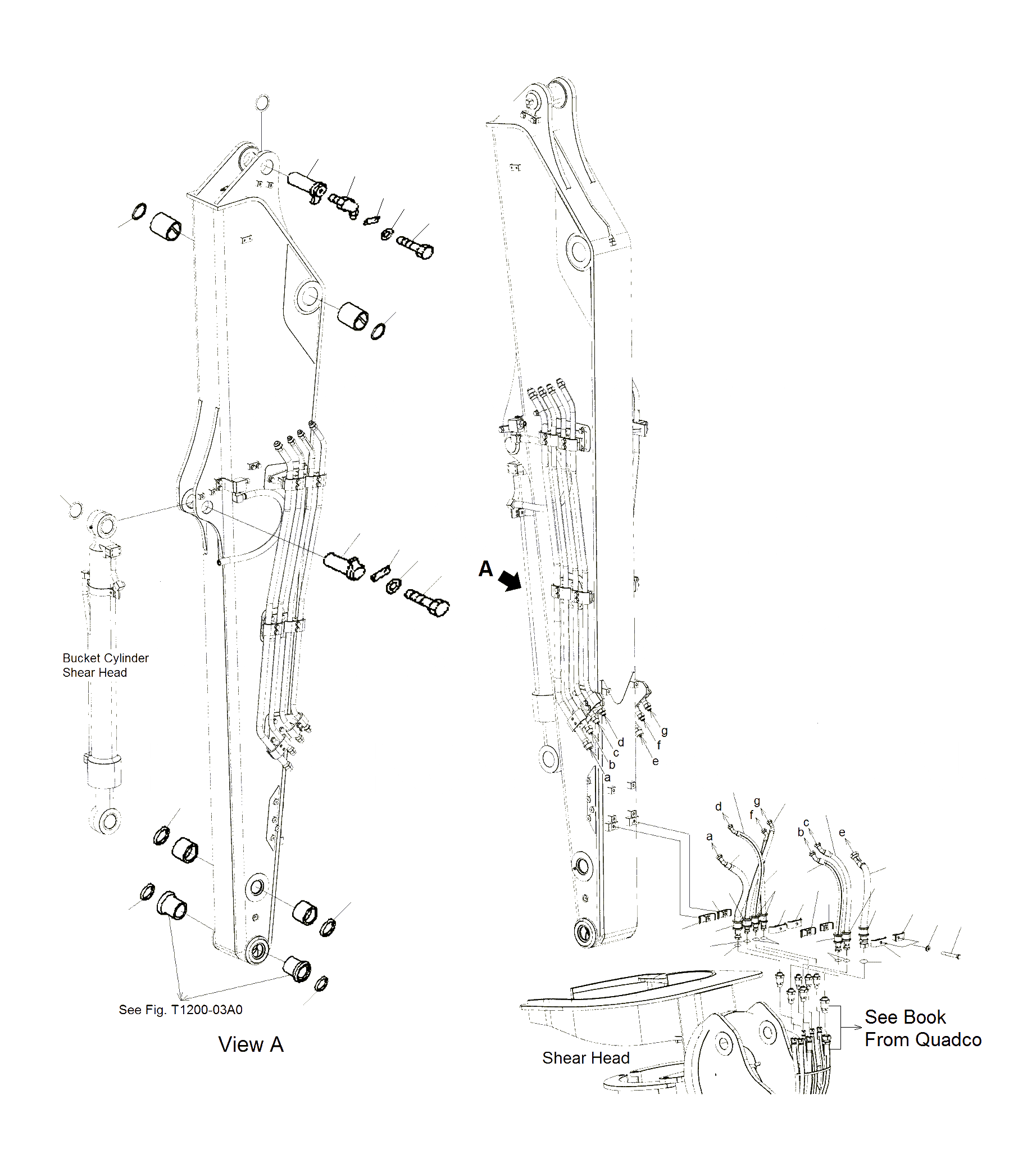 Схема запчастей Komatsu PC130F-7 - РУКОЯТЬ (ШЛАНГИ И ПАЛЕЦ)(ДЛЯ SHEAR HEAD)(J7-UP) T