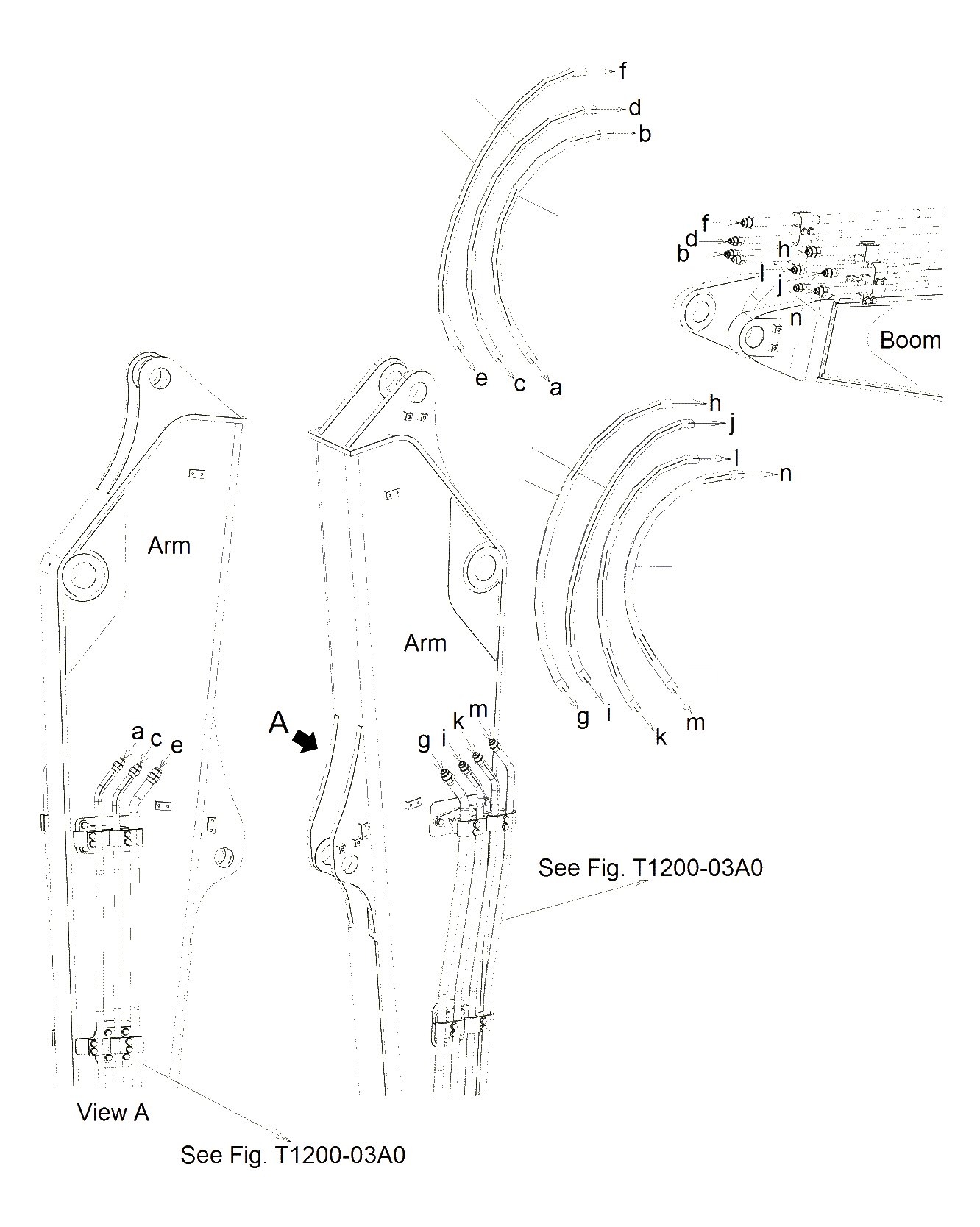 Схема запчастей Komatsu PC130F-7 - РУКОЯТЬ (ШЛАНГИ РУКОЯТЬ)(ДЛЯ SHEAR HEAD)(J7-UP)(/) T