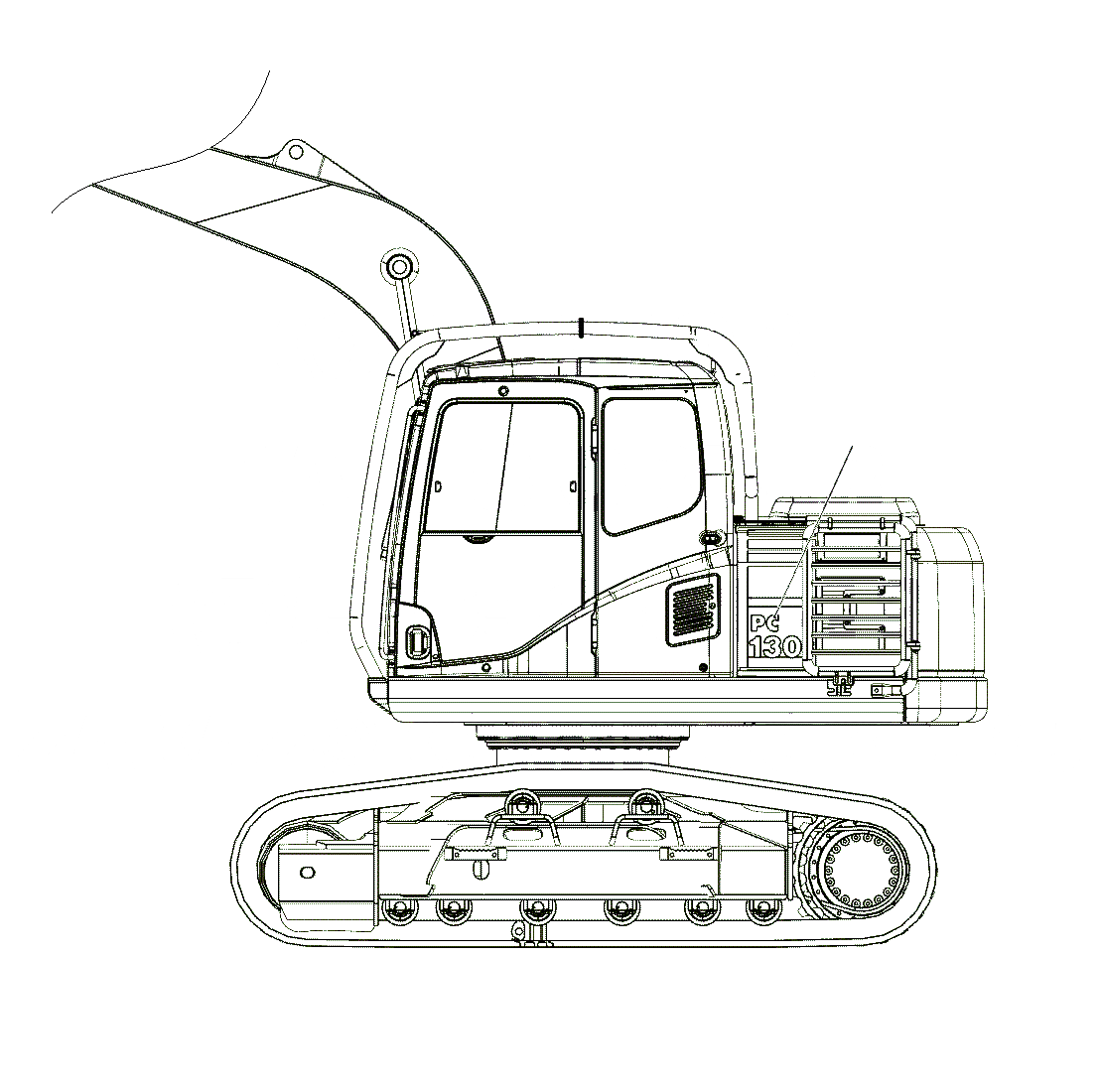 Схема запчастей Komatsu PC130F-7 - ПЛАСТИНА (LOGGING СПЕЦ-Я) U