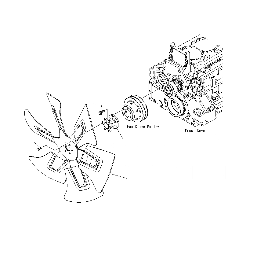 Схема запчастей Komatsu PC400LCSE-8R - ВЕНТИЛЯТОР ОХЛАЖДЕНИЯ (ВСАСЫВ. ТИП) A