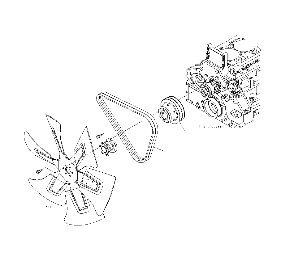 Схема запчастей Komatsu PC400LCSE-8R - ШКИВ ВЕНТИЛЯТОРА И ПРИВОД РЕМЕНЬ A