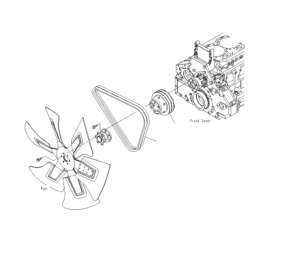 Схема запчастей Komatsu PC400LCSE-8R - ШКИВ ВЕНТИЛЯТОРА И ПРИВОД РЕМЕНЬ (ЗАКАЛЕНН. ШКИВ) A