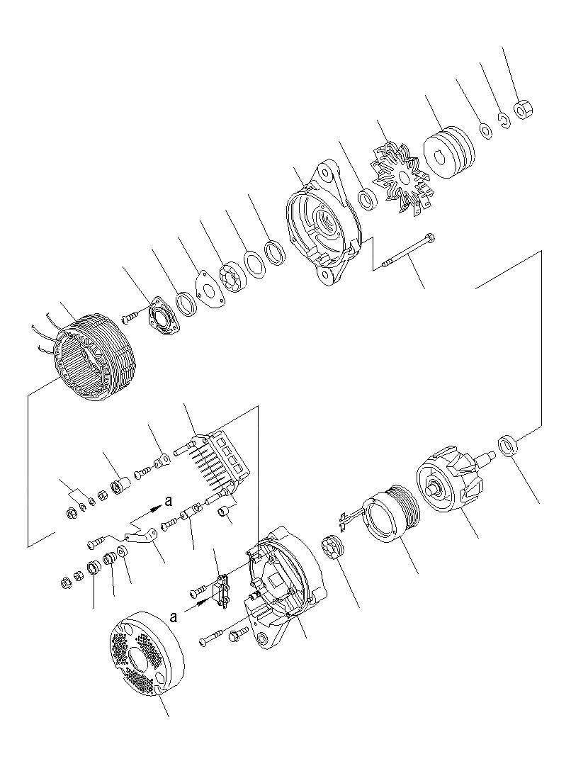 Схема запчастей Komatsu PC400LCSE-8R - ГЕНЕРАТОР (A)(ВНУТР. ЧАСТИ) A