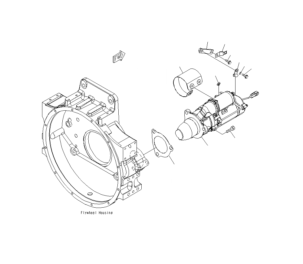 Схема запчастей Komatsu PC400LCSE-8R - КРЕПЛЕНИЕ СТАРТЕРА (7.KW)(С ЗАЩИТА COVER) A