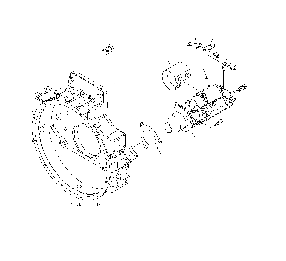 Схема запчастей Komatsu PC400LCSE-8R - КРЕПЛЕНИЕ СТАРТЕРА (KW)(С ЗАЩИТА COVER) A