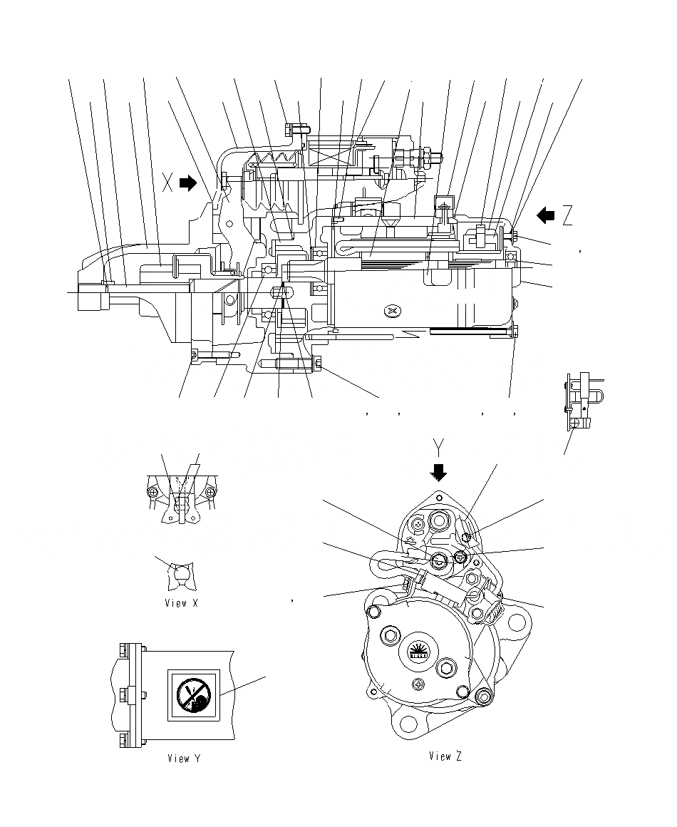 Схема запчастей Komatsu PC400LCSE-8R - СТАРТЕР (7.KW)(ВНУТР. ЧАСТИ) A