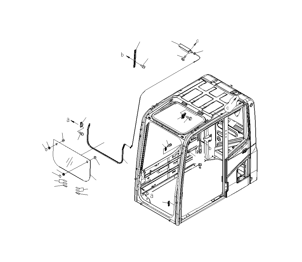 Схема запчастей Komatsu PC400LCSE-8R - КАБИНА (ПЕРЕДН. НИЖН. ОКНА) (АНТИВАНДАЛЬН.) K