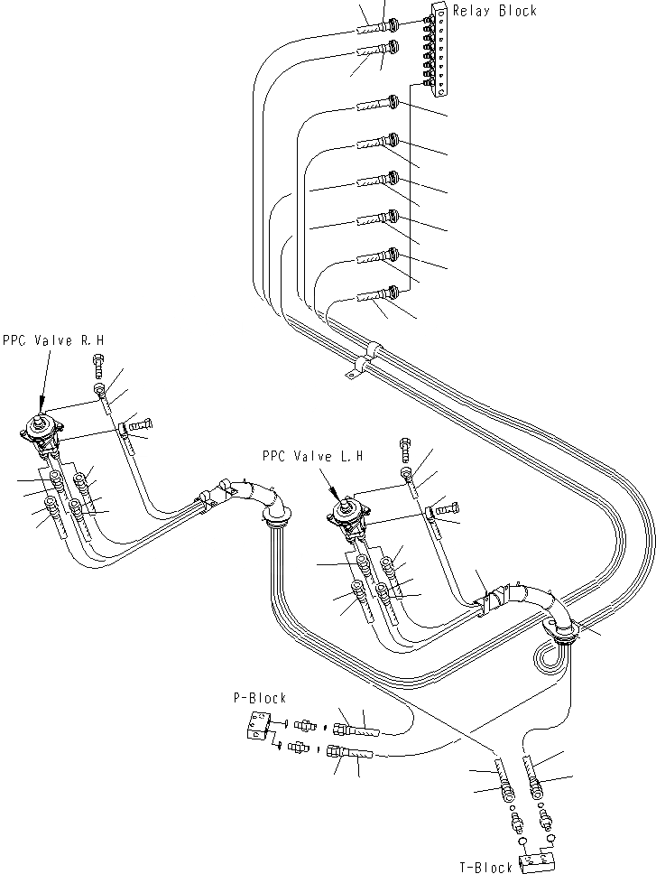 Схема запчастей Komatsu PC400LCSE-8R - КАБИНА (ПОЛ) (P.P.C ТРУБЫ ДЛЯ ГЛАВН. КЛАПАН) K