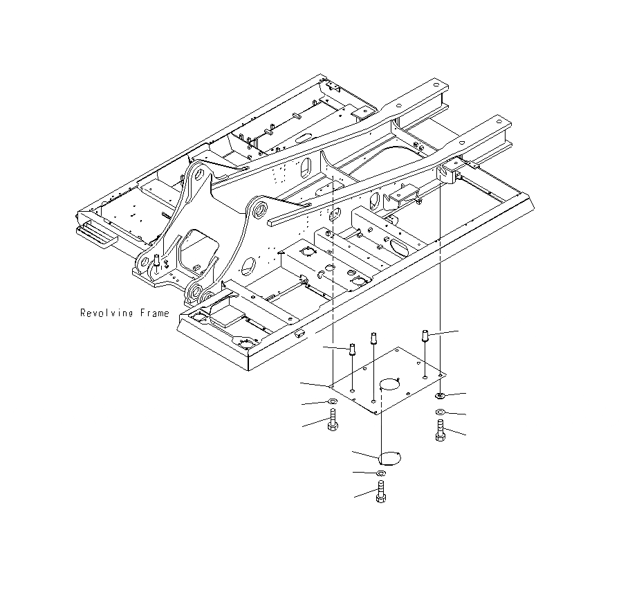 Схема запчастей Komatsu PC400LCSE-8R - НИЖН. КРЫШКА (ОСНОВНАЯ РАМА) (ЦЕНТР.) (УСИЛ.) M