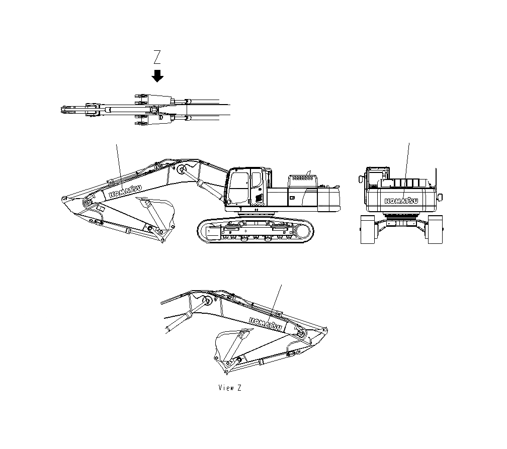 Схема запчастей Komatsu PC400LCSE-8R - ЛОГОТИП KOMATSU(СТРЕЛА И ПРОТИВОВЕС) U