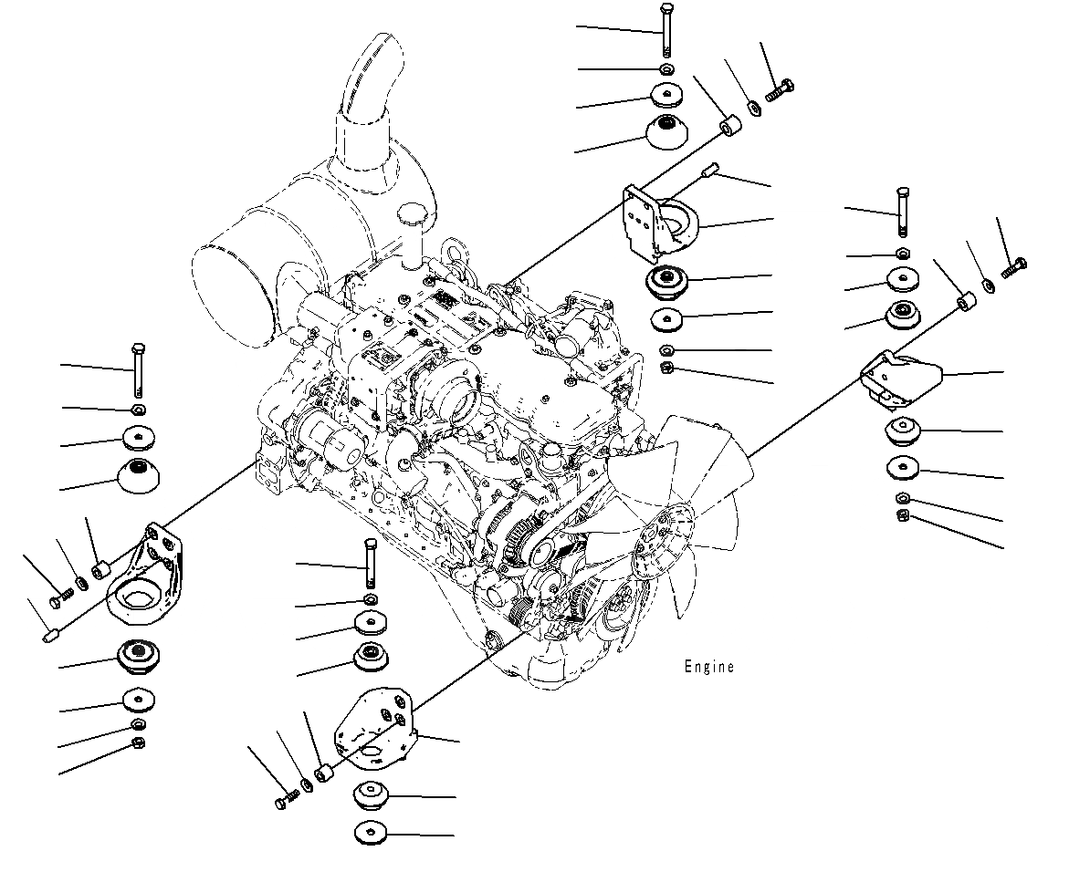 Схема запчастей Komatsu PC200-8M0 - КРЕПЛЕНИЕ ДВИГАТЕЛЯ B