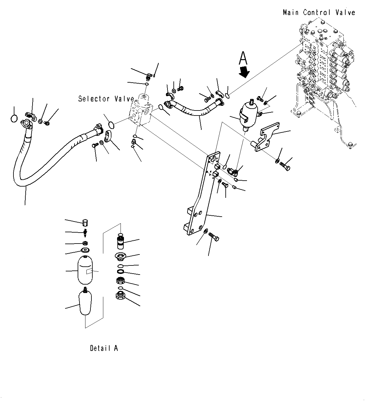 Схема запчастей Komatsu PC200-8M0 - АКТУАТОР ТРУБЫ(ОСНОВН. ТРУБЫ, R.H) H