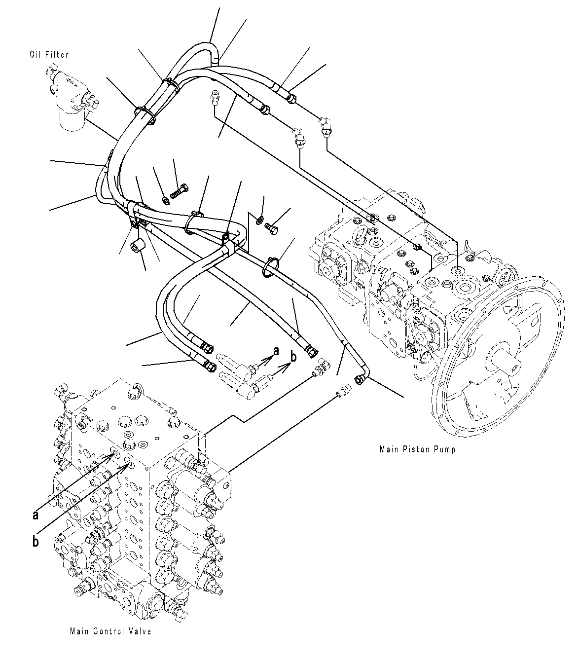 Схема запчастей Komatsu PC200-8M0 - LS ТРУБЫ(-АКТУАТОР) H