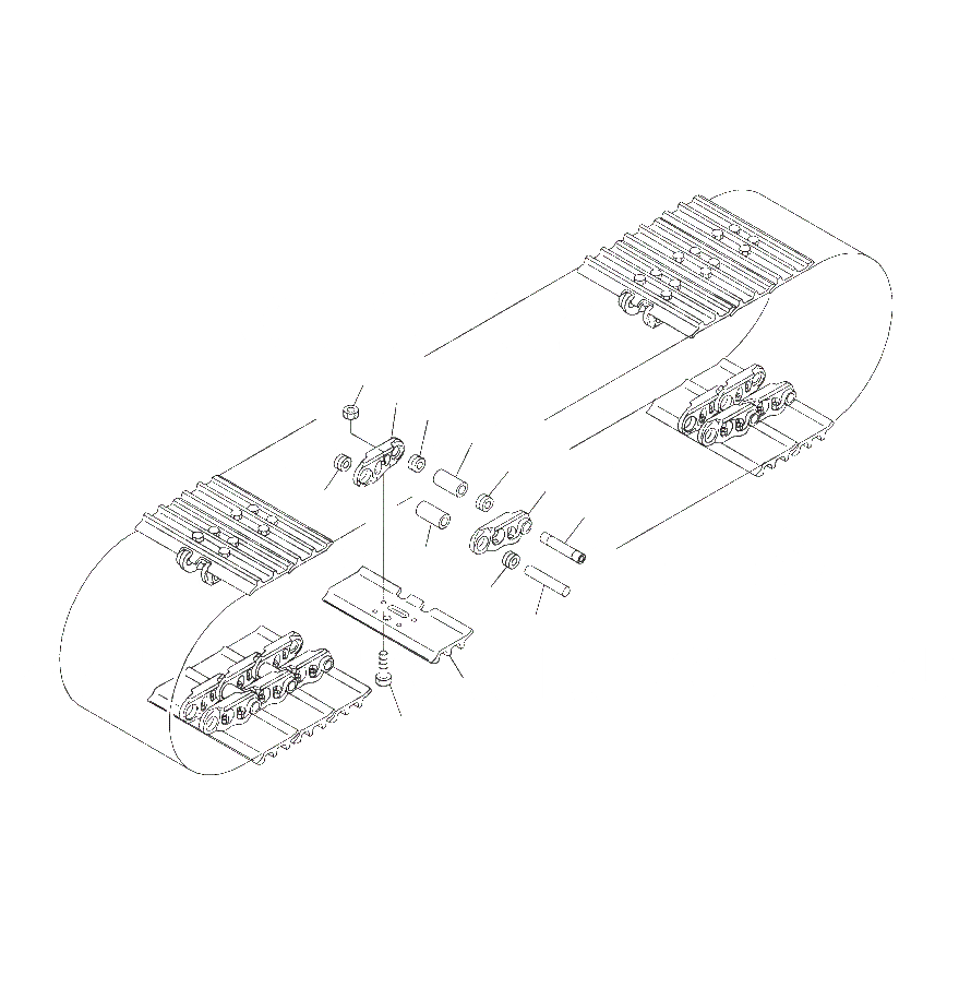 Схема запчастей Komatsu PC200-8M0 - ГУСЕНИЦЫ В СБОРЕ (ТРОЙНОЙ ГРУНТОЗАЦЕП., 8MM ШИР.)(SKIDDING СОЕДИНИТЕЛЬН. ЗВЕНО) R